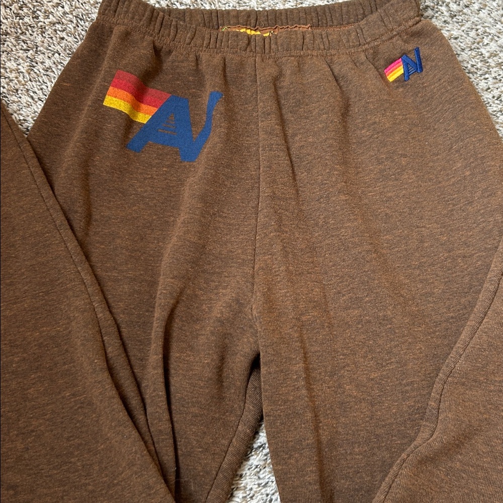 Aviator Nation Logo Brown Sweat pants size M NWOT - Picture 3 of 5